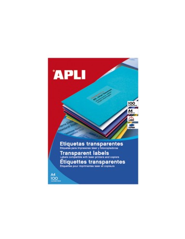 Etiqueta adhesiva apli translucidas 1225 tamano 210x297 mm fotocopiadora laser caja con 20 etiquetas
