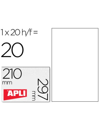 Etiqueta adhesiva apli translucidas 1225 tamano 210x297 mm fotocopiadora laser caja con 20 etiquetas