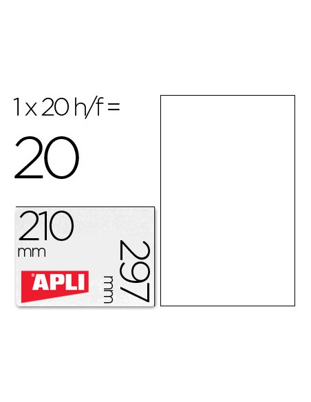 Etiqueta adhesiva apli translucidas 1225 tamano 210x297 mm fotocopiadora laser caja con 20 etiquetas