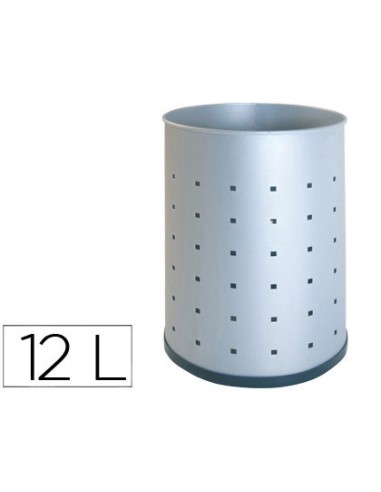 Papelera metalica 101 r plateada pintada perforada 315x215 mm