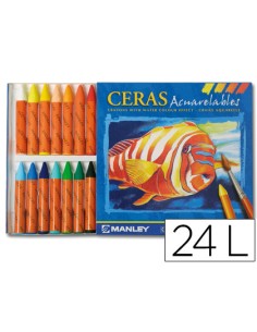 Lapices cera manley acuarelable caja de 24 unidades colores surtidos