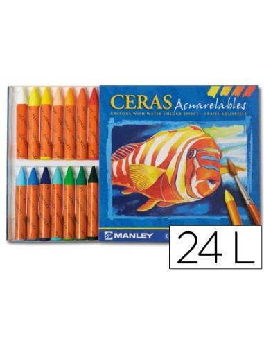 Lapices cera manley acuarelable caja de 24 unidades colores surtidos