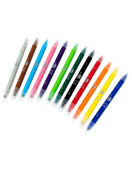 Rotulador liderpapel duo doble punta fina y gruesa caja de 12 unidades colores surtidos