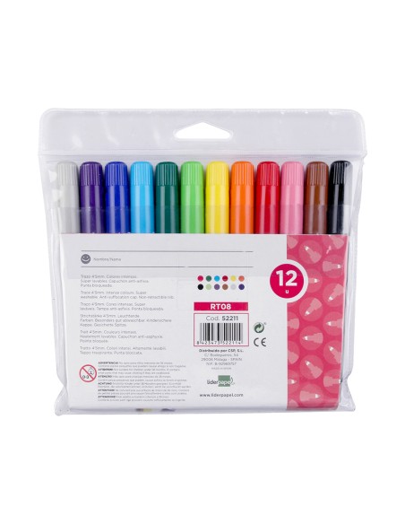 Rotulador liderpapel jumbo bolsa 12 unidades colores surtidos