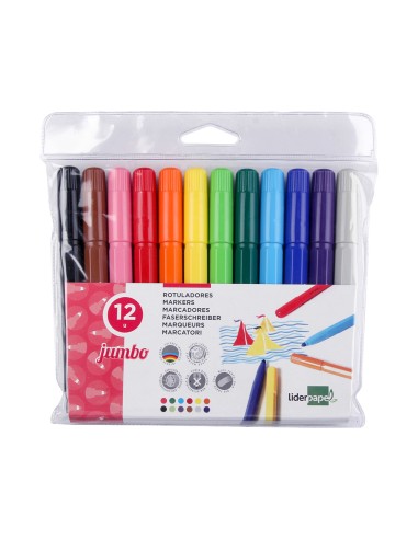 Rotulador liderpapel jumbo bolsa 12 unidades colores surtidos