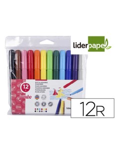Rotulador liderpapel jumbo bolsa 12 unidades colores surtidos