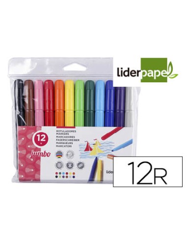 Rotulador liderpapel jumbo bolsa 12 unidades colores surtidos