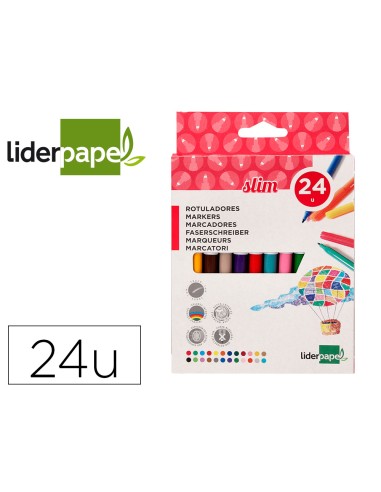 Rotulador liderpapel slim caja de 24 unidades colores surtidos