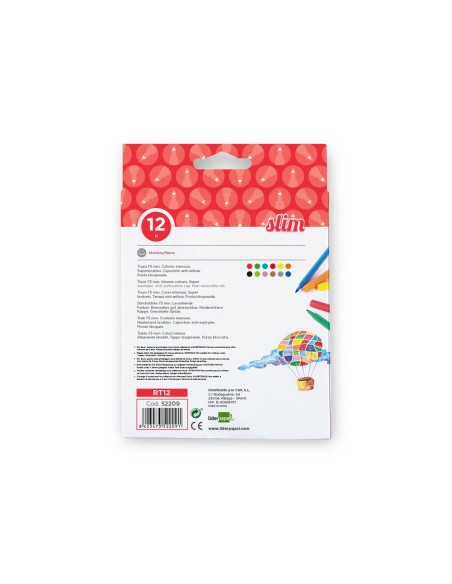 Rotulador liderpapel slim caja de 12 unidades colores surtidos