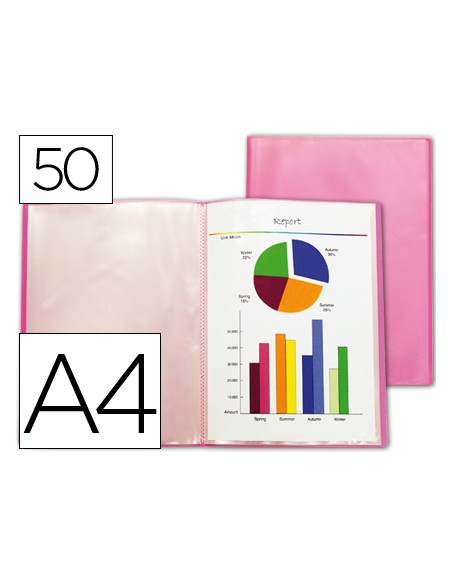 Carpeta liderpapel escaparate 47060 50 fundas polipropileno traslucida din a4 rojo frosty