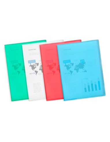 Carpeta liderpapel escaparate 47492 30 fundas polipropileno din a4 azul translucido