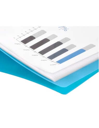 Carpeta liderpapel escaparate 47492 30 fundas polipropileno din a4 azul translucido