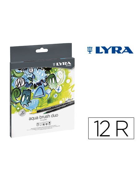 Rotulador lyra aqua brush duo caja de 12 colores
