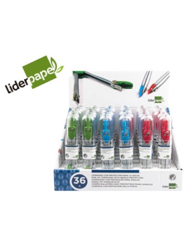 Compas liderpapel con protector de punta colores surtidos