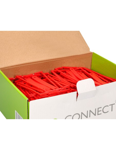 Encuadernador fastener q connect plastico d clips color rojo caja de 100 unidades