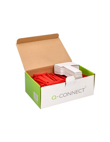 Encuadernador fastener q connect plastico d clips color rojo caja de 100 unidades