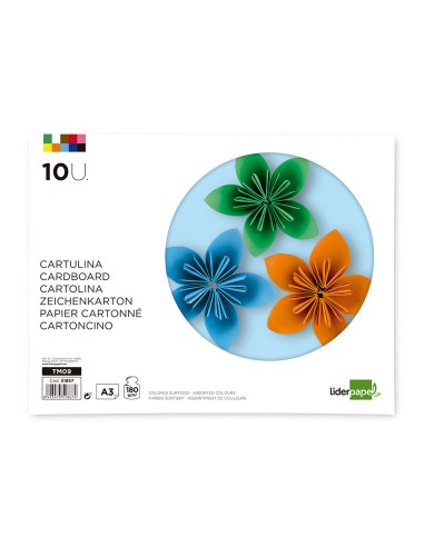 Bloc trabajos manuales liderpapel cartulina 297x420 mm 10 hojas colores surtidos