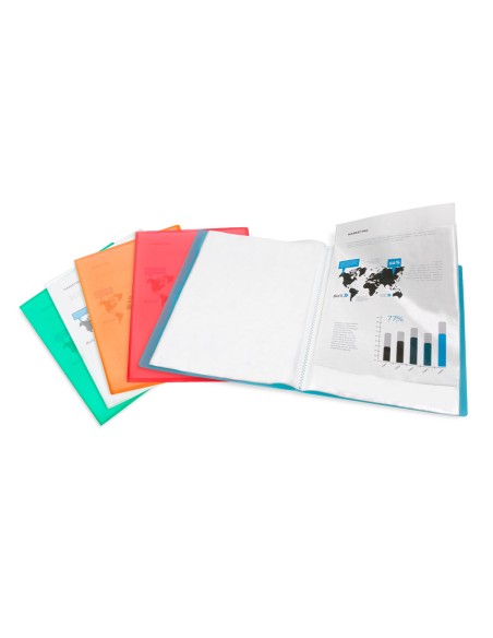 Carpeta liderpapel escaparate 47071 60 fundas polipropileno traslucida din a4 naranja frosty