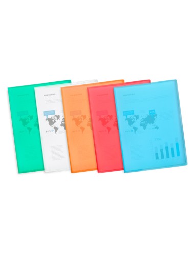 Carpeta liderpapel escaparate 47071 60 fundas polipropileno traslucida din a4 naranja frosty