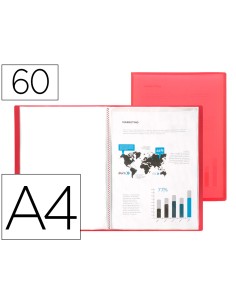 Carpeta liderpapel escaparate 47070 60 fundas polipropileno din a4 rojo translucido
