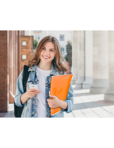 Carpeta liderpapel escaparate 47051 40 fundas polipropileno traslucida din a4 naranja frosty