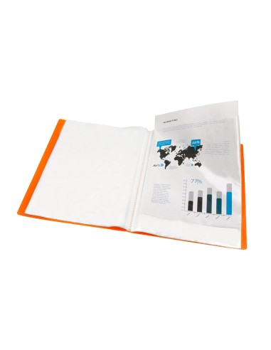 Carpeta liderpapel escaparate 47051 40 fundas polipropileno traslucida din a4 naranja frosty