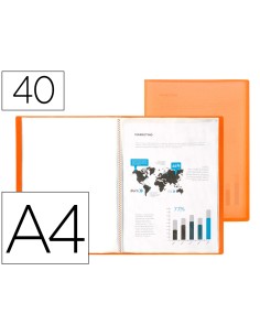 Carpeta liderpapel escaparate 47051 40 fundas polipropileno traslucida din a4 naranja frosty