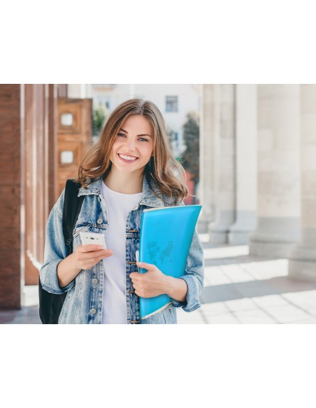 Carpeta liderpapel escaparate 47042 20 fundas polipropileno din a4 azul translucido