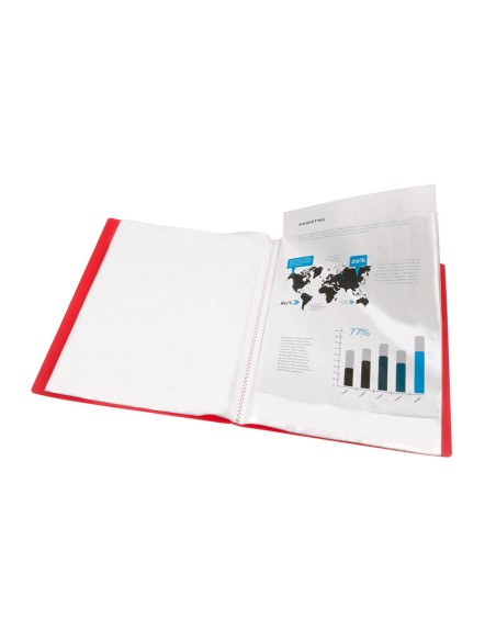Carpeta liderpapel escaparate 47040 20 fundas polipropileno din a4 rojo translucido
