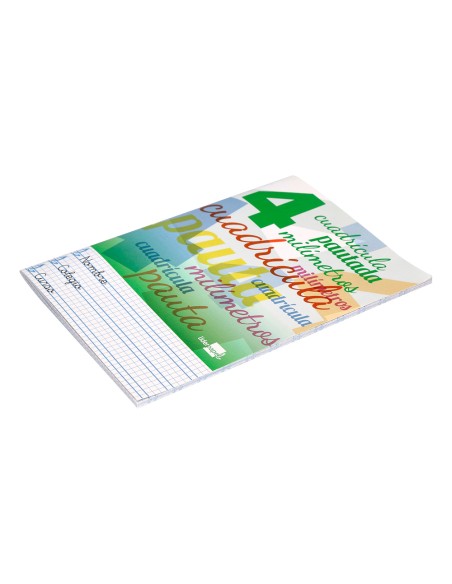 Libreta liderpapel pautaguia tapa cartoncillo 32 hojas din a5 70 g cuadriculado pautado 4 mm