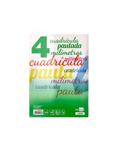 Libreta liderpapel pautaguia tapa cartoncillo 32 hojas din a5 70 g cuadriculado pautado 4 mm