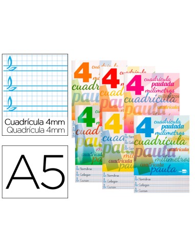 Libreta liderpapel pautaguia tapa cartoncillo 32 hojas din a5 70 g cuadriculado pautado 4 mm