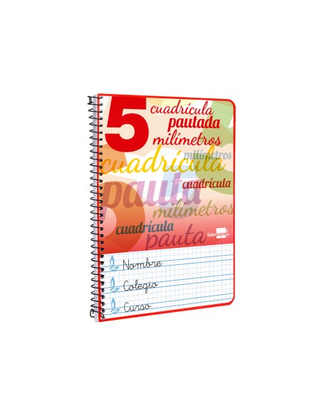 Cuaderno espiral liderpapel cuarto pautaguia tapa blanda 40h 75 gr cuadro pautado 5mm colores surtidos