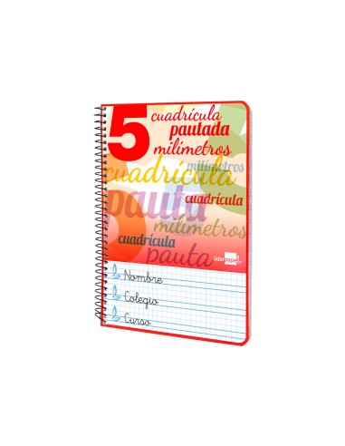 Cuaderno espiral liderpapel cuarto pautaguia tapa blanda 40h 75 gr cuadro pautado 5mm colores surtidos