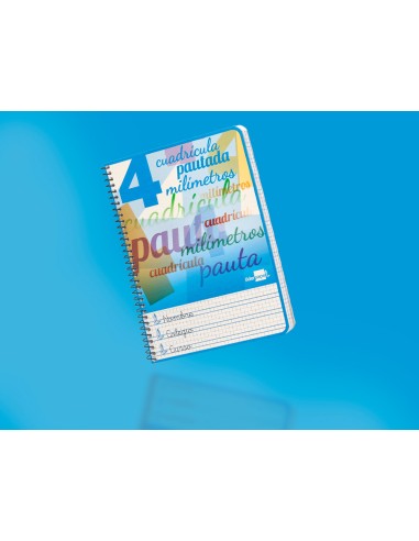 Cuaderno espiral liderpapel cuarto pautaguia tapa blanda 40h 75 gr cuadro pautado 4mm colores surtidos