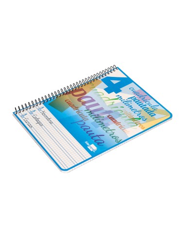 Cuaderno espiral liderpapel cuarto pautaguia tapa blanda 40h 75 gr cuadro pautado 4mm colores surtidos