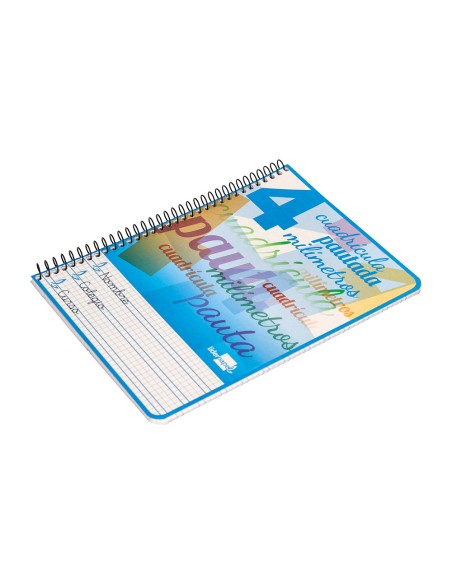 Cuaderno espiral liderpapel cuarto pautaguia tapa blanda 40h 75 gr cuadro pautado 4mm colores surtidos