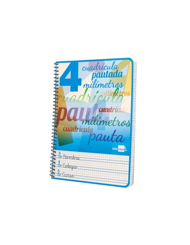 Cuaderno espiral liderpapel cuarto pautaguia tapa blanda 40h 75 gr cuadro pautado 4mm colores surtidos