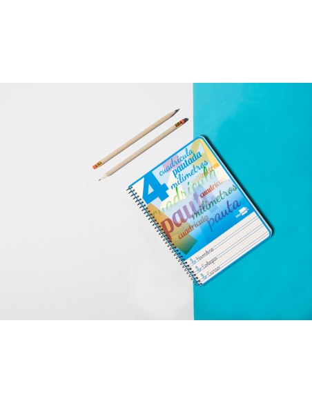 Cuaderno espiral liderpapel cuarto pautaguia tapa blanda 40h 75 gr cuadro pautado 4mm colores surtidos