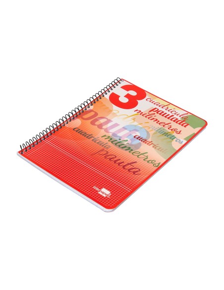 Cuaderno espiral liderpapel cuarto pautaguia tapa blanda 40h 75 gr cuadro pautado 3 mm con margen colores surtidos
