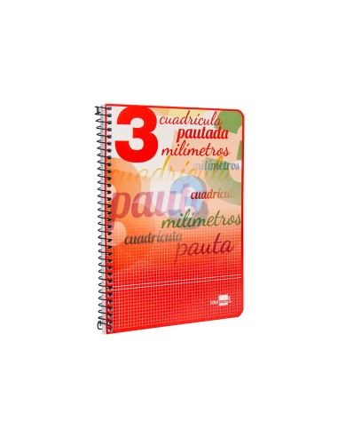 Cuaderno espiral liderpapel cuarto pautaguia tapa blanda 40h 75 gr cuadro pautado 3 mm con margen colores surtidos