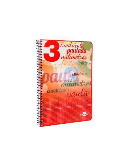 Cuaderno espiral liderpapel cuarto pautaguia tapa blanda 40h 75 gr cuadro pautado 3 mm con margen colores surtidos