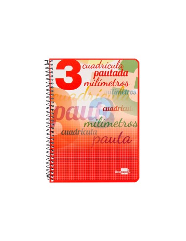Cuaderno espiral liderpapel cuarto pautaguia tapa blanda 40h 75 gr cuadro pautado 3 mm con margen colores surtidos