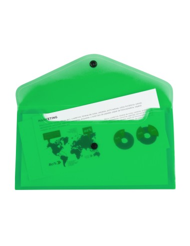 Carpeta liderpapel dossier broche polipropileno tamano sobre americano 260x140mm verde translucido