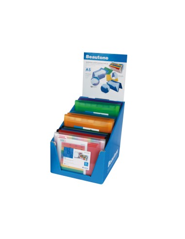 Carpeta liderpapel clasificador fuelle polipropileno a5 expositor de 12 unidades colores surtidos