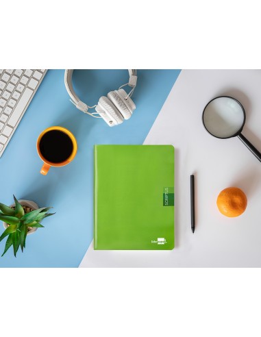 Libreta liderpapel scriptus a5 48 hojas 90g m2 cuadro 4mm con margen color verde