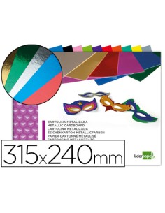 Bloc trabajos manuales liderpapel cartulina metalizada 240x315mm 10 hojas colores surtidos