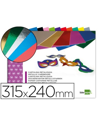 Bloc trabajos manuales liderpapel cartulina metalizada 240x315mm 10 hojas colores surtidos