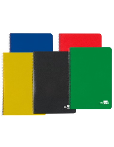 Cuaderno espiral liderpapel cuarto tapa dura 80h 60 gr cuadro 4mm con margen colores surtidos