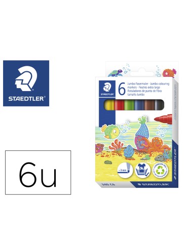 Rotulador staedtler color jumbo trazo 3 mm estuche de 6 unidades colores surtidos